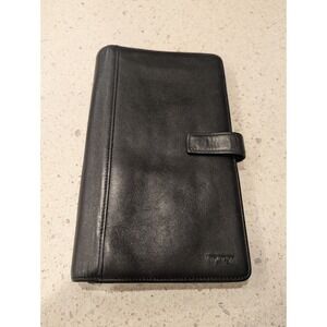 Tumi Travel Wallet Passport Card Holder‎ Genuine Leather Organizer Black 9" X 5"